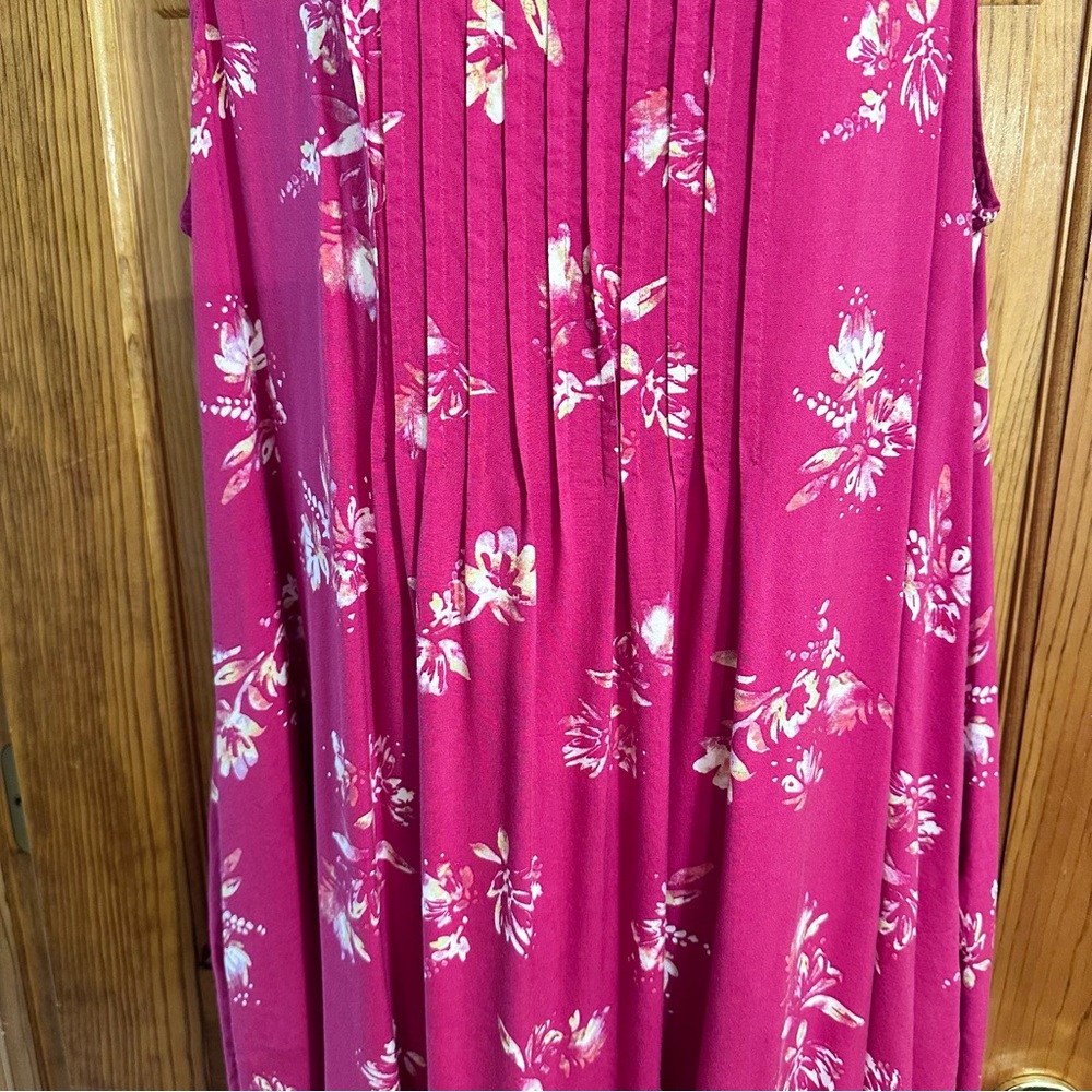 Pretty bright rose, pink sleeveless sundress with pleaded top, XL, with pockets - Picture 4 of 5